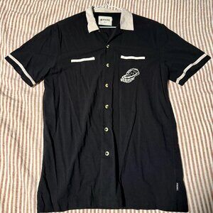 Pyknic Tacos & Beer Short Sleeve Black White Button-Up Shirt Men's Size Medium
